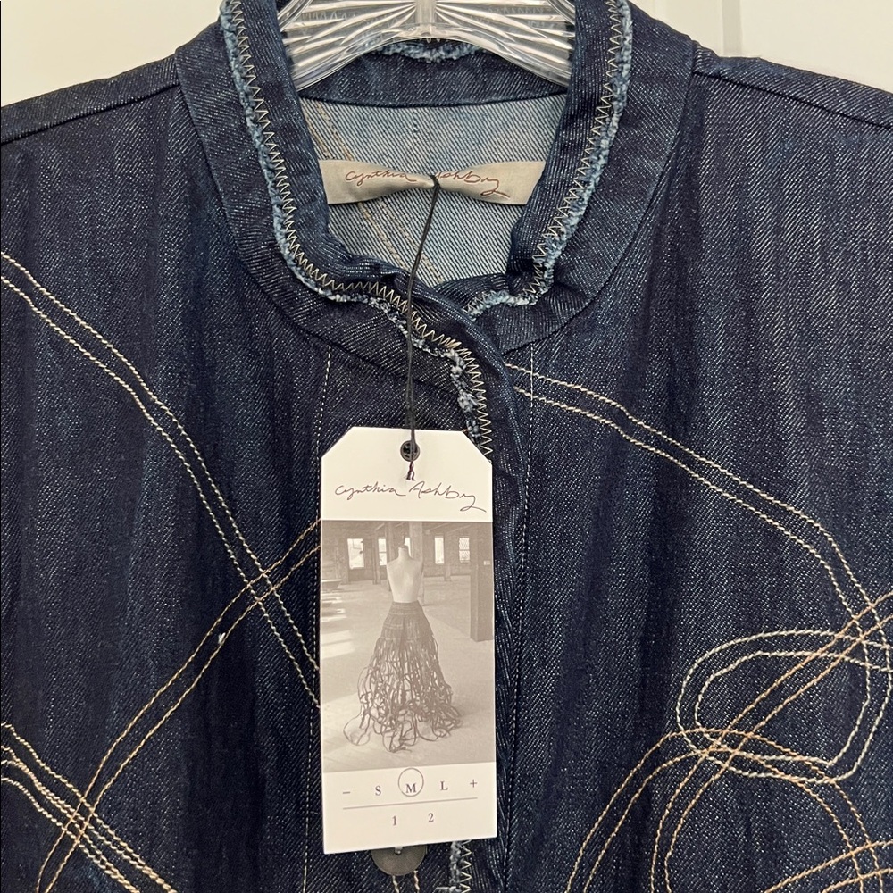 Cynthia Ashby Long Dark Blue Denim Vest, Women’s Size M (12-14) - Picture 2 of 12